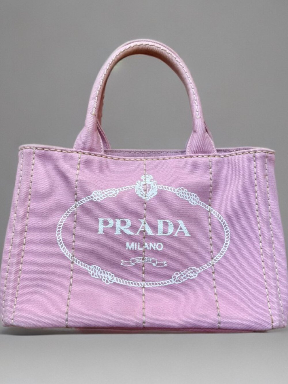 Prada Light Pink Small Canvas Canapa Shoulder Crossbody Bag - Picture 1 of 16
